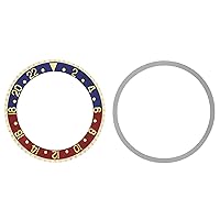 Ewatchparts BEZEL & INSERT COMPATIBLE WITH ROLEX BLUE/RED GMT 18K REAL GOLD 1675 16750 16753 16758 PEPSI