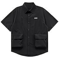 Darkwear Streetwear Tactical Shirts Multi Pockets Cargo Tops Harajuku Hip Hop Shirts Men Button Shirts Blouse