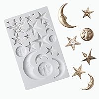 Crescent Moon Stars Sun Face Twinkle Little Star Silicone Molds for DIY Fondant Candy Making Chocolate Mold Desserts Gum Clay Biscuit Plaster Resin Cupcake Topper Cake Decor Moulds
