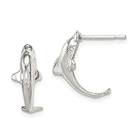 925 Sterling Silver Solid Polished Post Earrings Dolphin Mini for boys or girls Earrings Measures 19x9mm Wide