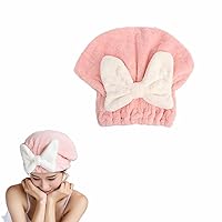 Super Absorbent Hair Towel Wrap for Wet Hair, Microfiber Hair Drying Caps Soft Absorbent Quick Drying Cap for Curly Thick Hair, Fast Drying Hair Turban Wrap Cap for Girls Women (Pink)