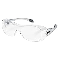 Crews Law Over The Glass Clear Anti Fog Safety Glasses, Side Eye Protection Glasses, Hybrid Black Temple Sleeve, Pack of 12