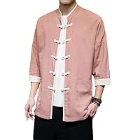 Spring Summer Men's Shirt Chinese Casual Men's Tops Harajuku Linen Vintage Chinese Kung Fu Taiji Clothing