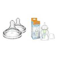 Dr. Brown's Natural Flow Level 2, Wide-Neck Baby Bottle Silicone Nipple, Medium Flow, 3m+ & Natural Flow Anti-Colic Options+Wide-Neck Baby Bottle, 5 oz/150 mL, Level 1 Nipple