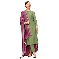 Indian/Pakistani Muslim Women Ethnic Wear Cotton Straight Suit Best for Eid 5346 c Yellow