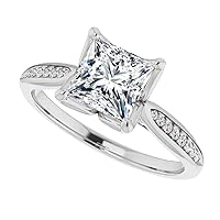 JEWELERYYA 3 CT Princess Cut Colorless Moissanite Engagement Ring, Wedding/Bridal Ring, Halo Style, Solid Sterling Silver, Anniversary Bridal Jewelry, Promise Ring for Wife