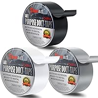 Duct Tape Haevy Duty Waterproof,Multi-Purpose,Strong Tape Indoor & Outdoor Use, No Residue and Tear by Hand,2 Inch x 20 Yards (Silver,Black,White 3pack)