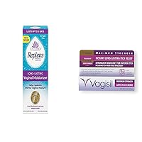Replens Vaginal Moisturizer 8ct Bundle with Vagisil Maximum Strength 1oz Anti-Itch Feminine Cream