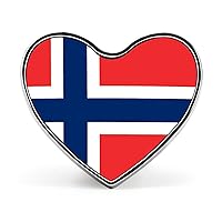 Flag of Norway Heart Brooches Fashion Lapel Pins Art Badge for Men Women Jewelry