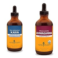 Kava Root Liquid Extract to Reduce Stress and Promote Relaxation - 4 Ounce & Certified Organic Ashwagandha Extract for Energy and Vitality, Organic Cane Alcohol, 4 Ounce