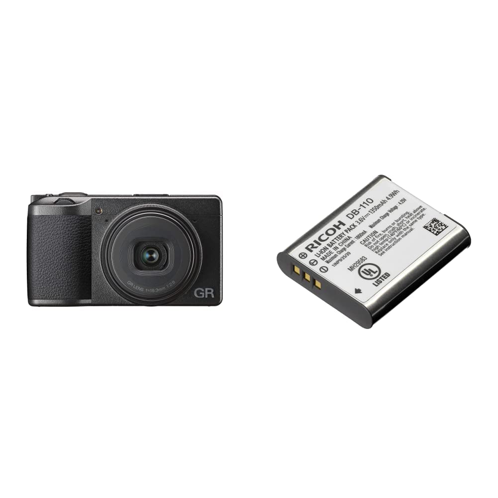 Ricoh GR III Digital Compact Camera, 24mp, 28mm F 2.8 Lens with Touch Screen LCD with Ricoh DB-110 Rechargeable Li-Ion Battery and BJ-11 Battery Charger for Db-110 Rechargeable Li-Ion Battery