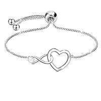 J.Fée Silver Infinity Bracelets for Womens,Silver Bracelet for Women, with Inspirational Wallet Card,Crystal Slider Bracelet with Zircon,Adjustable Bracelet,Gifts for Women