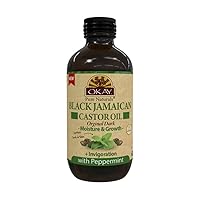 Okay Black Jamaican Castor Oil Original Dark with Peppermint 4oz / 118ml