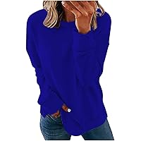 Women's 2023 Fall Basic Casual Crew Neck Sweatshirts Drop Shoulder Long Sleeve Solid Loose Fit Tops Fashion Pullover