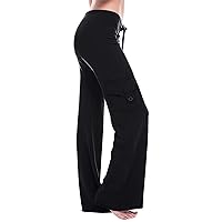 Women Wide Leg Pants High Waist Stretch Flare Leggings Workout Cargo Sweatpants Soft Drawstring Athletic Pants