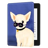Young me martShell Case for 2018 All-New Kindle Paperwhite with Hand Strap - The Thinnest and Lightest Leather Cover Auto Sleep/Wake for Kindle Paperwhite 10th Generation (Cool Dog)