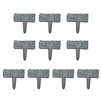 10PCS Garden Border Grey Stone Effect Lawn Edging Plastic Plant Fence for Flower Bed Grass