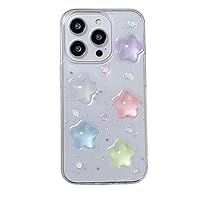 for iPhone 12 Mini Case Cover, Korean Y2K Luminous 3D Stars Case Cute Kawaii Glowing in Dark Star Transparent Protective Shockproof Back Cover for iPhone 12 Mini (for iPhone 12 Mini)