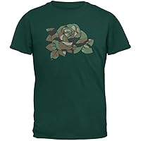 Old Glory Camo Rose Military Wife Forest Green Adult T-Shirt - Large