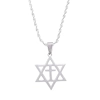 Stainless Steel Men's Star Of David Cross Necklace Megan David Pendant Jewish Jewelry
