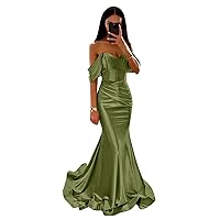 Off Shoulder Satin Bridesmaid Dresses Ball Gown Mermaid Prom Dress Corset Long Evening Party Formal Dress IIF079