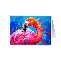 ARA STEP Unique All Occasions Birds Pop Art Greeting Cards Assortment Vintage Aesthetic Notecards 2 (Set of 4 SIZE 148.5 x 210 mm / 5.8 x 8.3 inches) (Flamingo Bird 1)