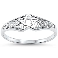 17596 Pentagram Celtic Star .925 Sterling Silver Engagement Ring