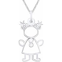 ABHI Women's Cute Kid Pendant Necklace in 925 Sterling Silver 14K Gold Finish
