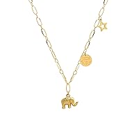 Fashion Elephant Pentagram Necklace Bracelet Jewelry Set 2Pcs Gift for Girlfriend