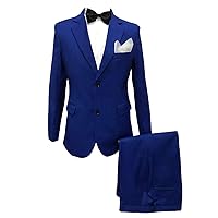 Mens Suits Slim Fit Royal Blue 4 Piece (Jacket+Pants+Bowtie+Square)