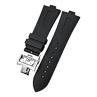 25mm * 8mm Rubber Silicone WatchBand Replacement for Vacheron Constantin Overseas Watch Black Blue Waterproof Sport Strap (Color : Black, Size : 25mm x 8mm)