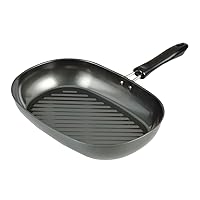Pearl Metal Platico HB-3307 Iron Oval Pan, Wave, 12.2 x 8.3 inches (31 x 21 cm), Grill Pan, Induction Compatible, Made in Japan, Made in Tsubamesanjo, Black