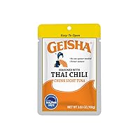 GEISHA Chunk Light Tuna Seasoned with Thai Chili Sauce 3.53oz (Pack of 12), Tuna| HALAL & Kosher Certified – Gluten Free – Wild Caught – Dolphin Safe Catch – Good Source of Protein