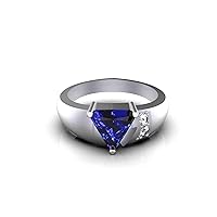 Real Tanzanite Triangle 7 MM Stone Ring For Women And Girls