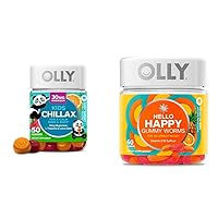 OLLY Kids Chillax, Magnesium Gummies Plus L-Theanine, Lemon Balm & Hello Happy Gummy Worms, Mood Balance Support, Vitamin D, Saffron, Adult Chewable Supplement, Tropical Zing - 60 Count