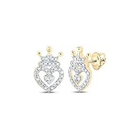 The Diamond Deal 10kt White Gold Womens Round Diamond Flower Cluster Earrings 1 Cttw