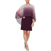 S.L. Fashions Women's Short Ombre Popover Cape Dress
