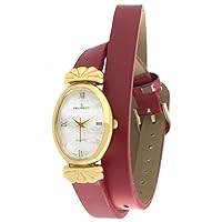 Peugeot Women's 710-5 Pearl Dial Wraparound Red Leather Strap Watch