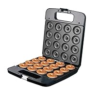 Mini Pancakes Maker, Mini Donut Maker Machine for Breakfast, Snacks, Desserts & More With Non-stick Surface, Cake Machine, Double-Sided Heating Makes 16 Doughnuts (black New)