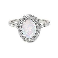 Choose Your Gemstone 925 Sterling Silver Halo Design Ring Oval-Cut Wedding Engagement Handmade Fashion Jewelry for Women Girls Available in Size 4,5,6,7,8,9,10,11,12