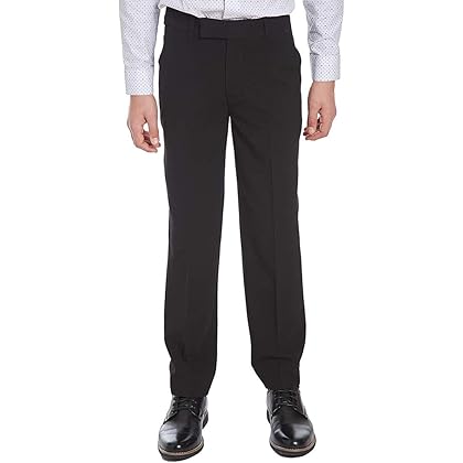 Calvin Klein Big Boys' Flat Front Pant , Black, 16