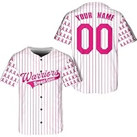 Tippsy LLC Store Personalized Breast Cancer Warrior AOP Baseball Jersey, Custom Breast Cancer Shirt, Breast Cancer Shirts
