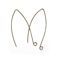 Adabele 50pcs Hypoallergenic Long V Shape Marquise Earring Hooks 45mm Antique Bronze Plated Brass Earwire Connector (Wire 0.7mm/0.028 Inch/21 Gauge) CF247-4