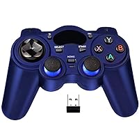 USB Wireless Gaming Controller Gamepad for PC/Laptop Computer(Windows XP/7/8/10) & PS3 & Android & Steam (Blue)