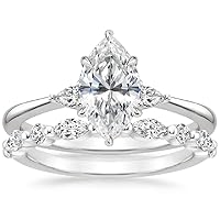 Marquise Cut Moissanite Solitaire Engagement Ring, 2.00 CT, 10K White Gold