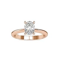 MRENITE 10K 14K 18K Gold IGI Certified 1 Carat Lab Grown Solitaire Oval Cut Diamond Engagement Ring for Women Classic 4 Prong (G-H Color VS1-VS2 Clarity 1 Ct Center)