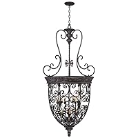 Franklin Iron Works French Scroll Rubbed Bronze Foyer Chandelier Lighting 27 1/2