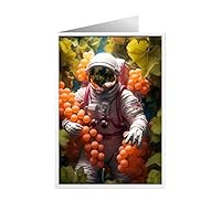ARA STEP Unique All Occasions Astrounaut with FruitsGreeting Cards Assortment Vintage Aesthetic Notecards 5 (Astrounaut with Gooseberry fruit 4, Set of 4 SIZE 148.5 x 210 mm / 5.8 x 8.3 inches)