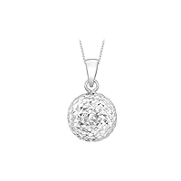Carissima Gold Women's 9 ct Yellow Gold Diamond Cut Ball Pendant on Curb Chain Necklace of Length 46 cm