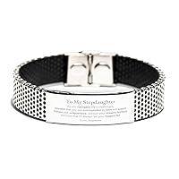 To My Stepdaughter Supporting Stainless Steel Bracelet, I'll always be your biggest fan, Inspirational Birthday Unique Gifts for Stepdaughter from Stepmom